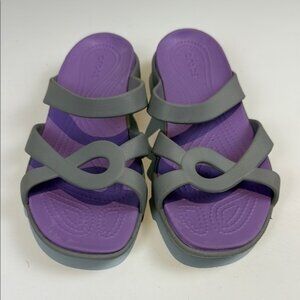 CROCS Purple and Gray Sandals with Figure-Eight Straps